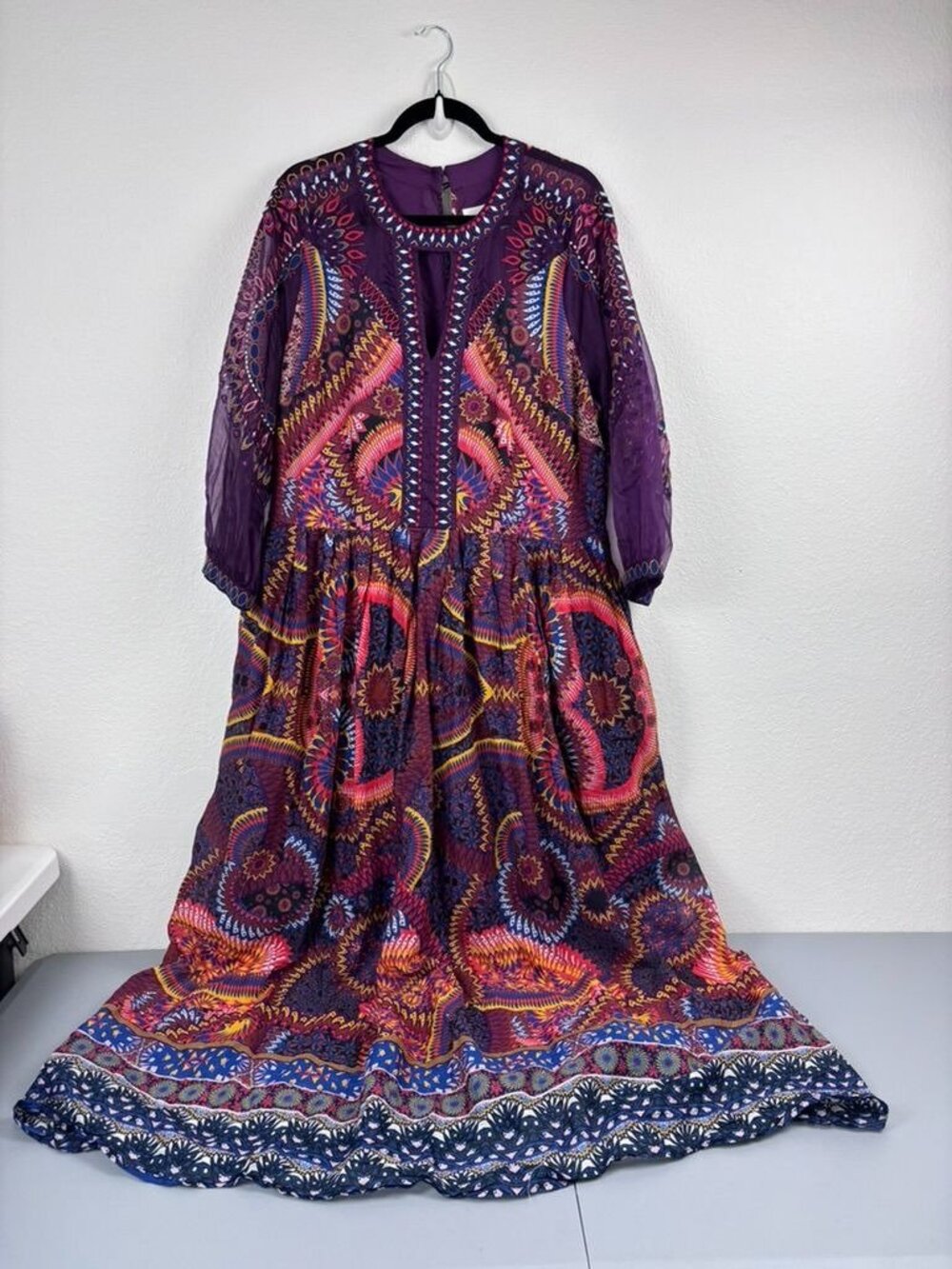 Anthropologie womens 18W Maren embroidered maxi dress purple multicolor bohemian - Picture 5 of 14